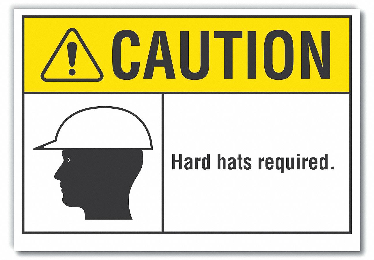 Hard Hat Caution Rflct Label, 3.5inx5in