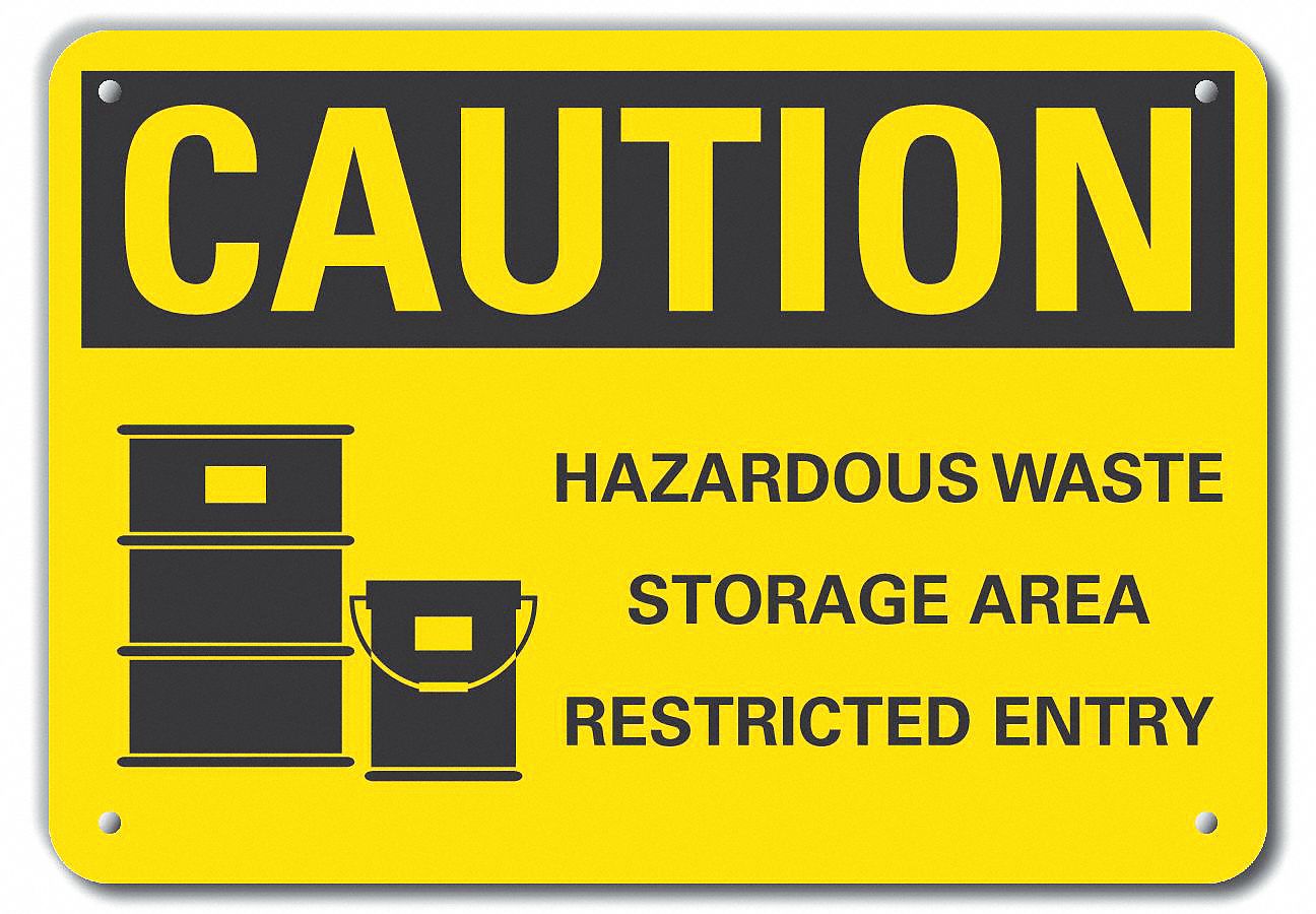 Reflective  Hazardous Waste Caution Sign: Aluminum, Mounting Holes Sign Mounting, Engineer Grade