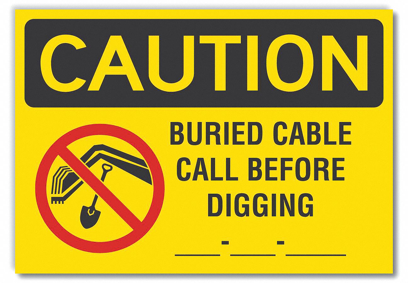  Buried Cable Caution Reflective Label: Reflective Sheeting, Adhesive Sign Mounting, Engineer Grade