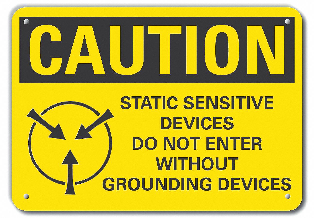 Reflective  Grounding Caution Sign: Aluminum, Mounting Holes Sign Mounting, Engineer Grade