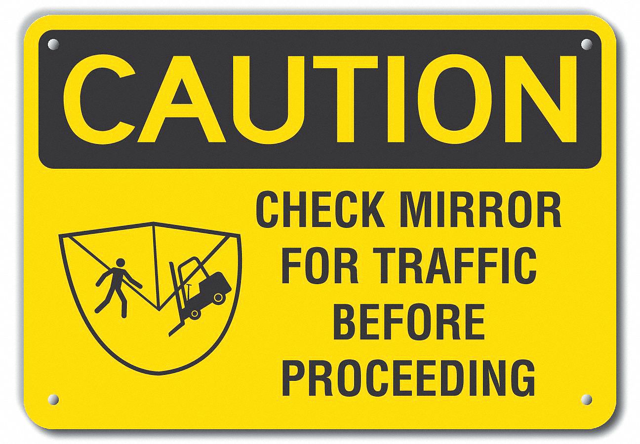 Reflective  Lift Truck Caution Sign: Aluminum, Mounting Holes Sign Mounting, Engineer Grade