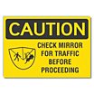 Caution: Check Mirror For Traffic Before Proceeding Signs image
