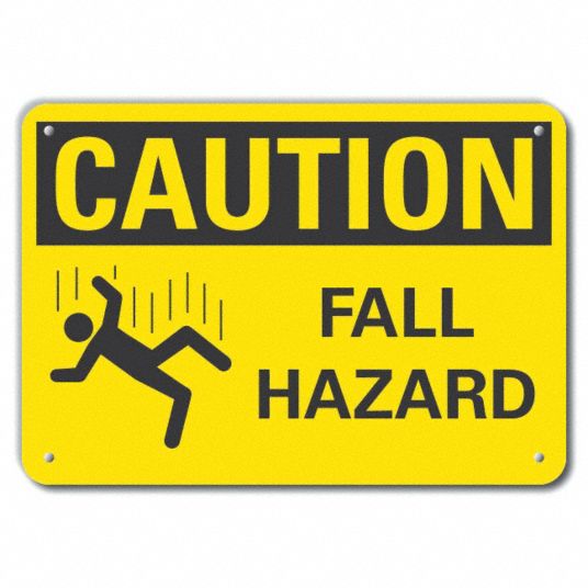 LYLE Caution Sign, Fall Hazard, Sign Header Caution, Plastic, 7 in x 10 ...