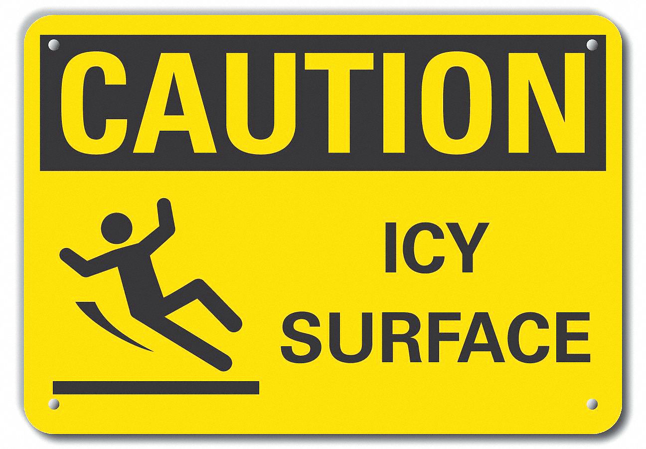 Reflective  Icy Conditions Caution Sign: Aluminum, Mounting Holes Sign Mounting, Engineer Grade