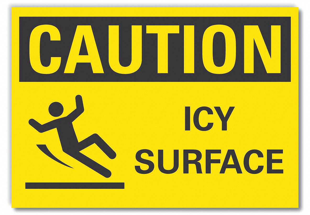 ICY CONDITIONS CAUTION REFLECTIVE LABEL, REFLECTIVE SHEETING, ADHESIVE MOUNT, 7 X 10IN