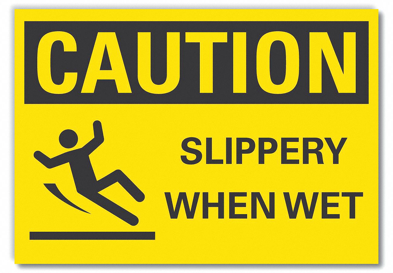  Slippery Floor Caution Reflective Label: Reflective Sheeting, Adhesive Sign Mounting, Caution, Wall