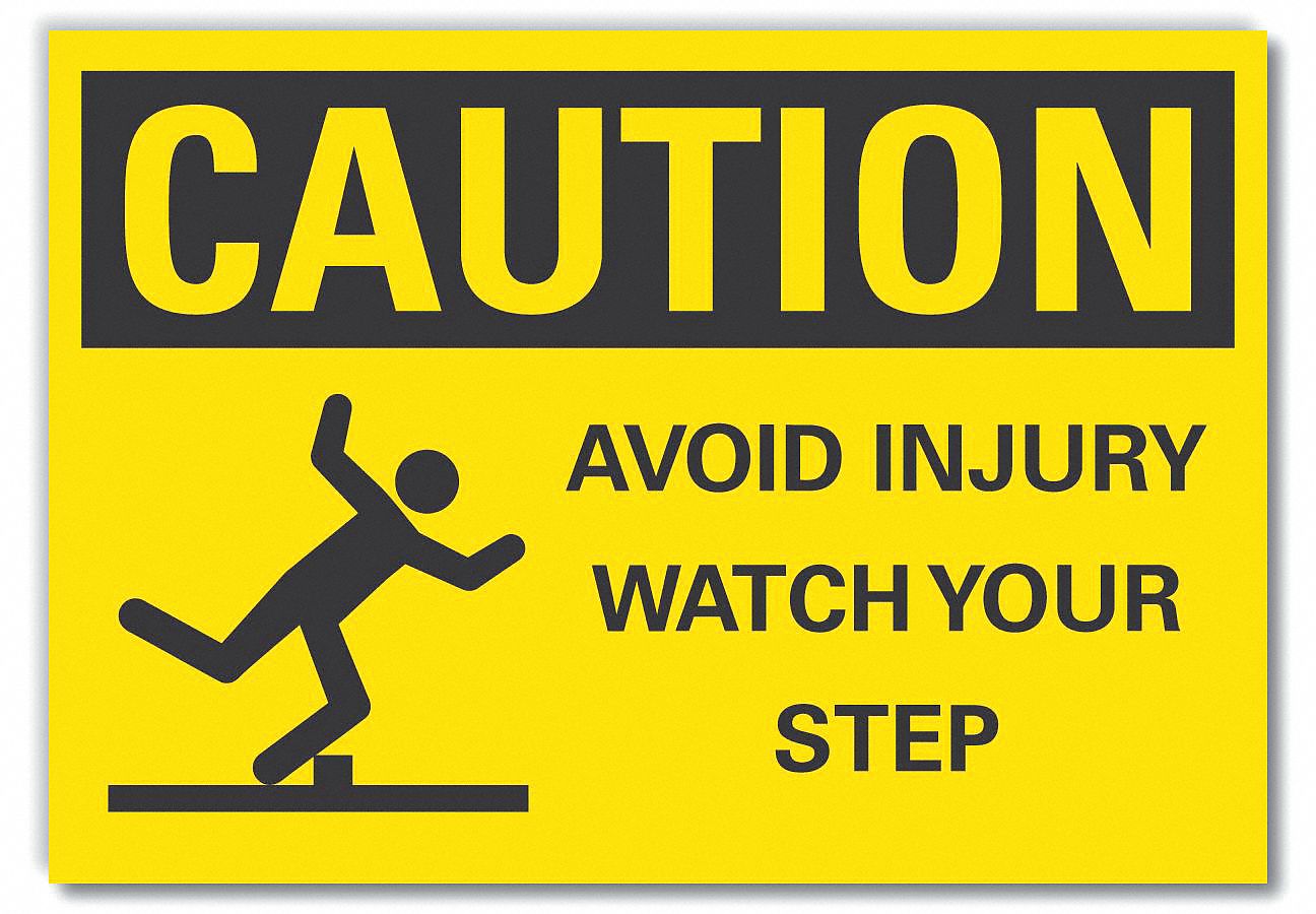 STEPS CAUTION REFLECTIVE LABEL, REFLECTIVE SHEETING, ADHESIVE MOUNT, ENGINEER GRADE, WALL, 7 X 10IN