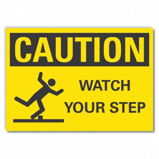 LYLE Caution Sign, Watch Your Step, Sign Header Caution, Non-PVC ...