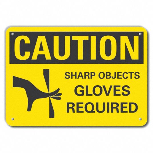 LYLE Caution Sign, Sharp Objects Gloves Required, Sign Header Caution ...