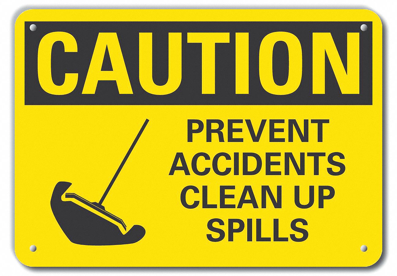 Reflective  Spill Control Caution Sign: Aluminum, Mounting Holes Sign Mounting, Engineer Grade