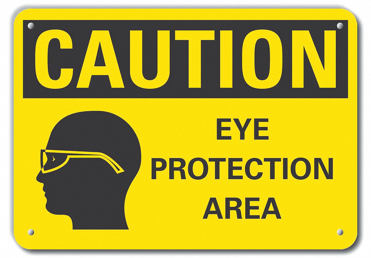 Reflective  Eye  Caution Sign: Aluminum, Mounting Holes Sign Mounting, Engineer Grade, 0.04 in Thick