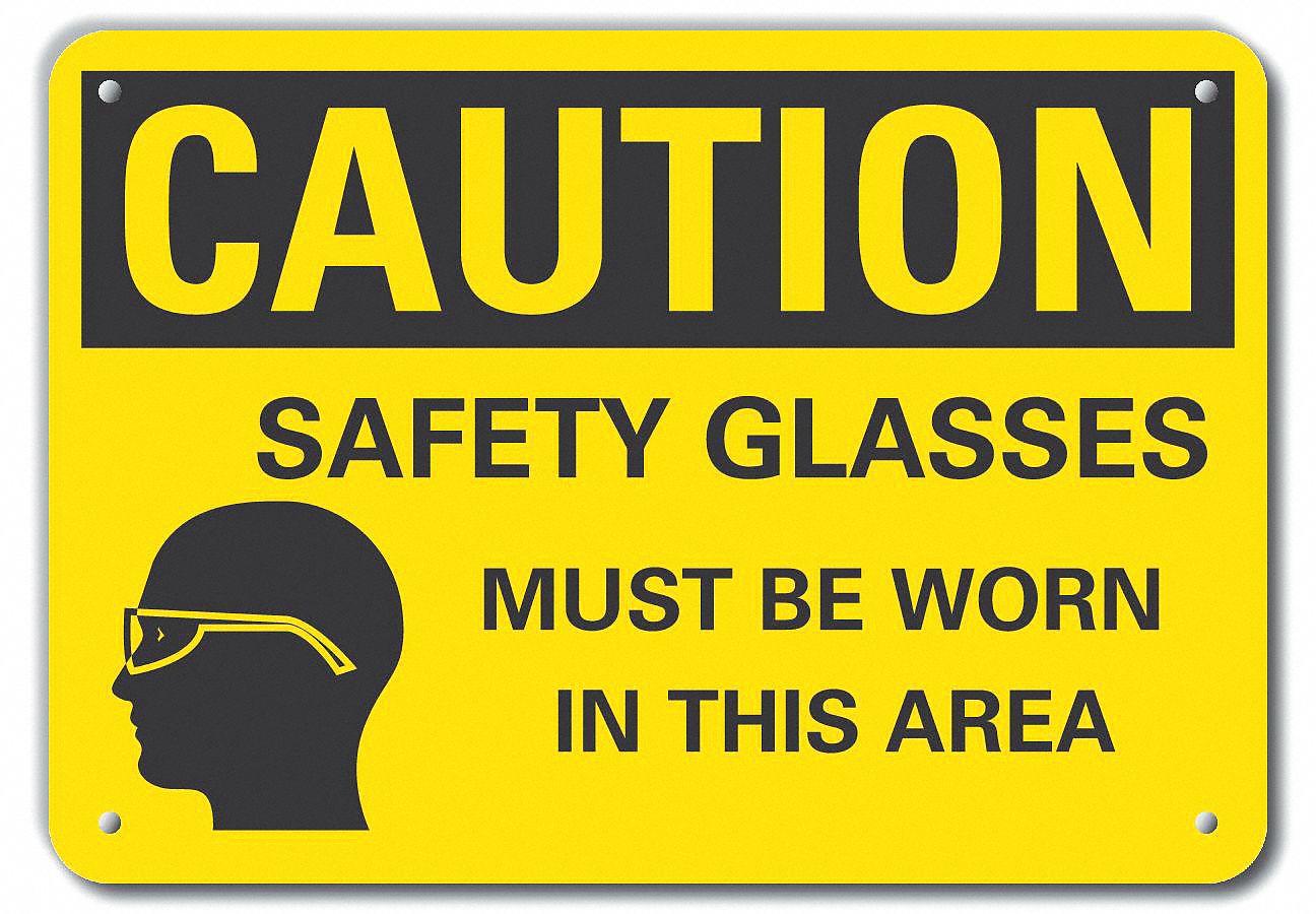 Reflective  Eye  Caution Sign: Aluminum, Mounting Holes Sign Mounting, Engineer Grade, 0.04 in Thick