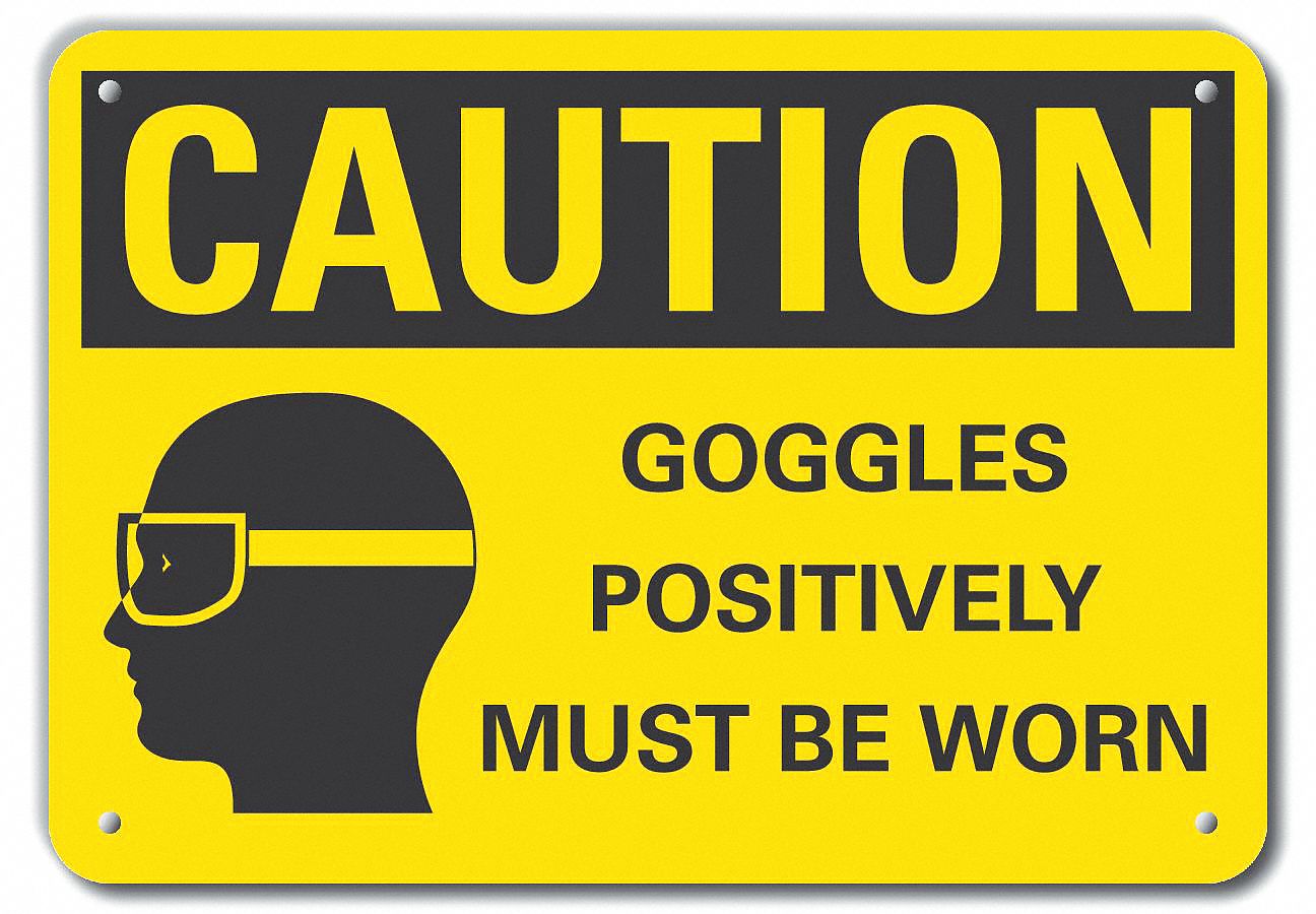 Reflective  Eye  Caution Sign: Aluminum, Mounting Holes Sign Mounting, Engineer Grade, 0.04 in Thick