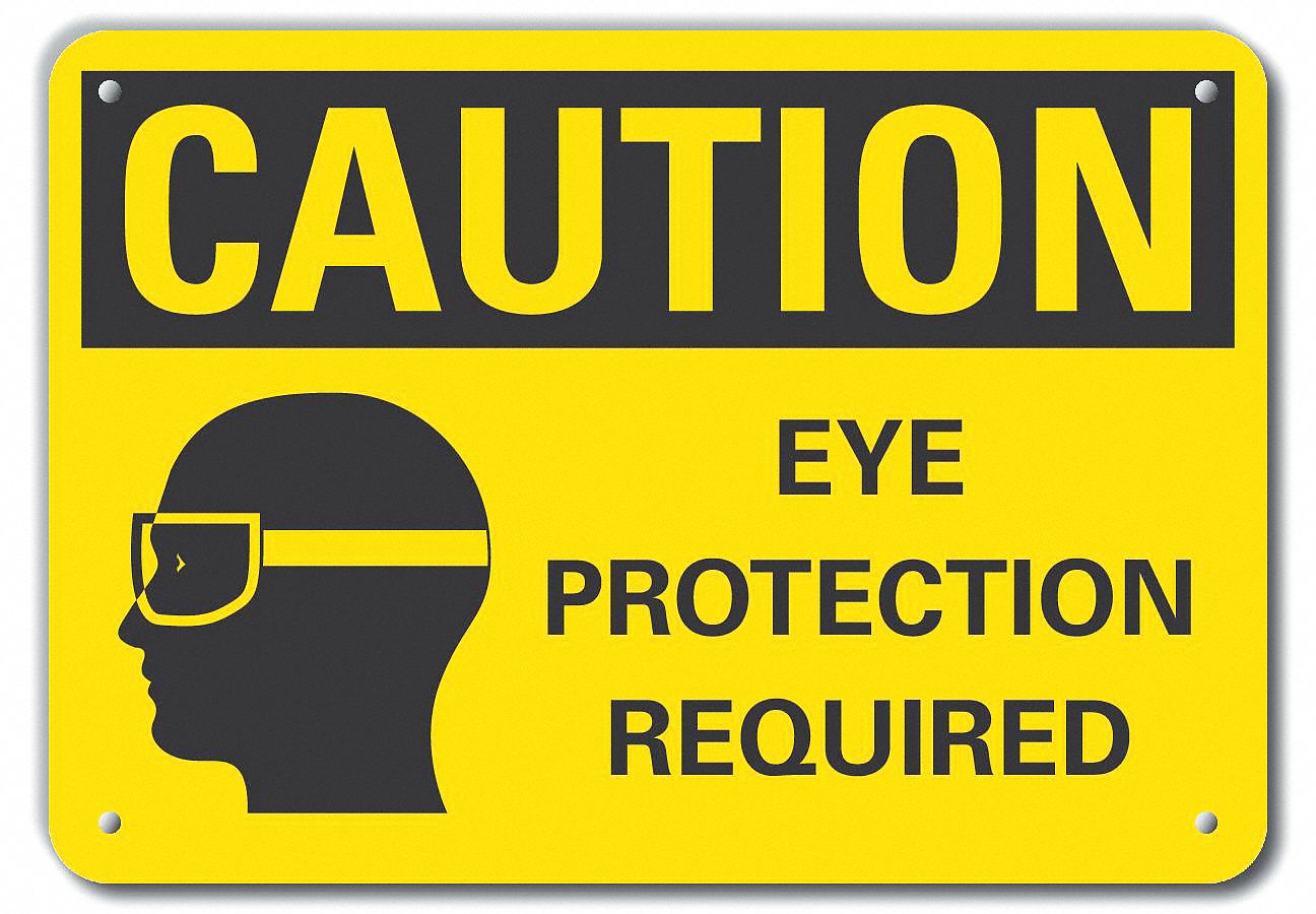 Reflective  Eye  Caution Sign: Aluminum, Mounting Holes Sign Mounting, Engineer Grade, 0.04 in Thick