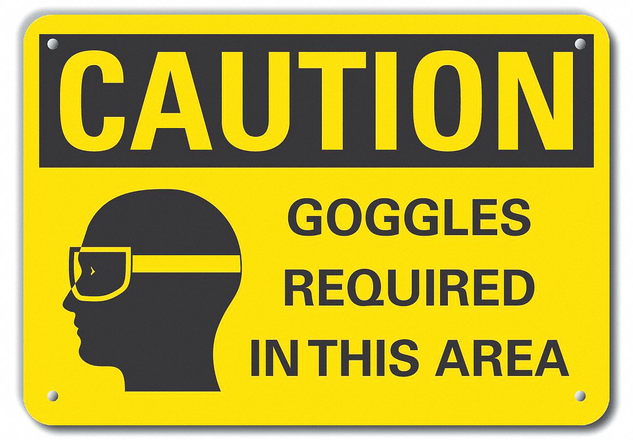 Reflective  Eye  Caution Sign: Aluminum, Mounting Holes Sign Mounting, Engineer Grade, 0.04 in Thick
