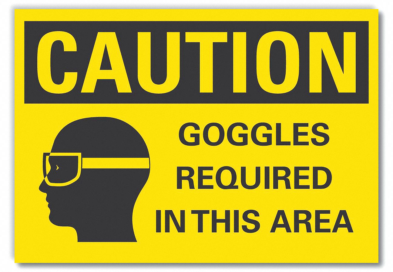 LYLE Caution Sign, Goggles Required In This Area, Sign Header Caution
