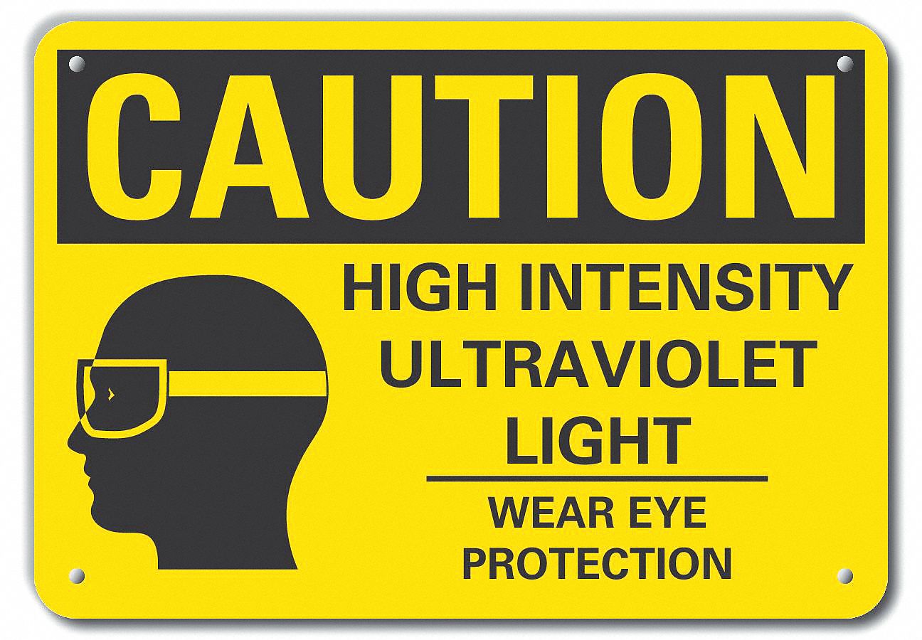 Reflective  Eye  Caution Sign: Aluminum, Mounting Holes Sign Mounting, Engineer Grade, 0.04 in Thick
