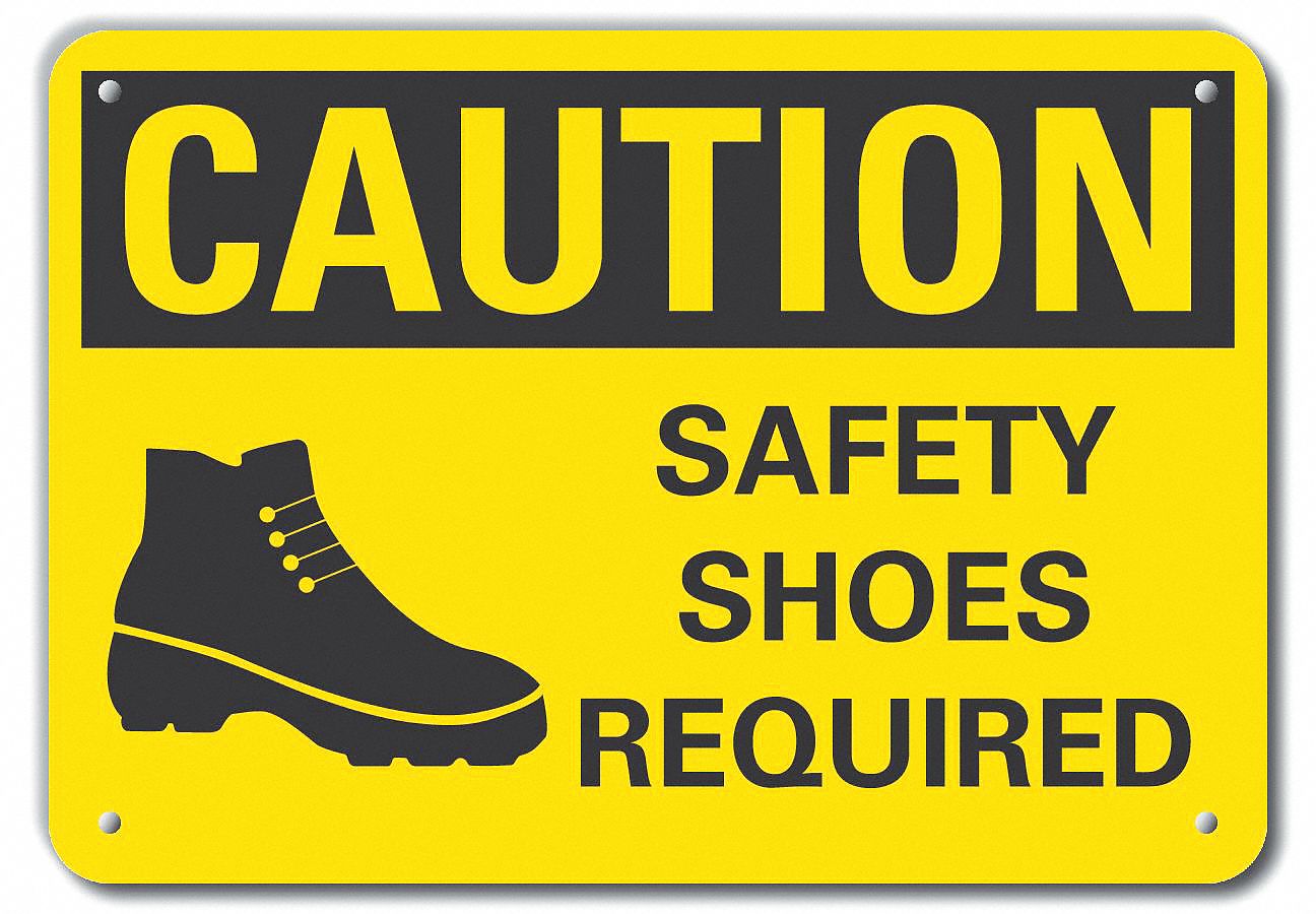 Reflective  Foot  Caution Sign: Aluminum, Mounting Holes Sign Mounting, Engineer Grade, Caution