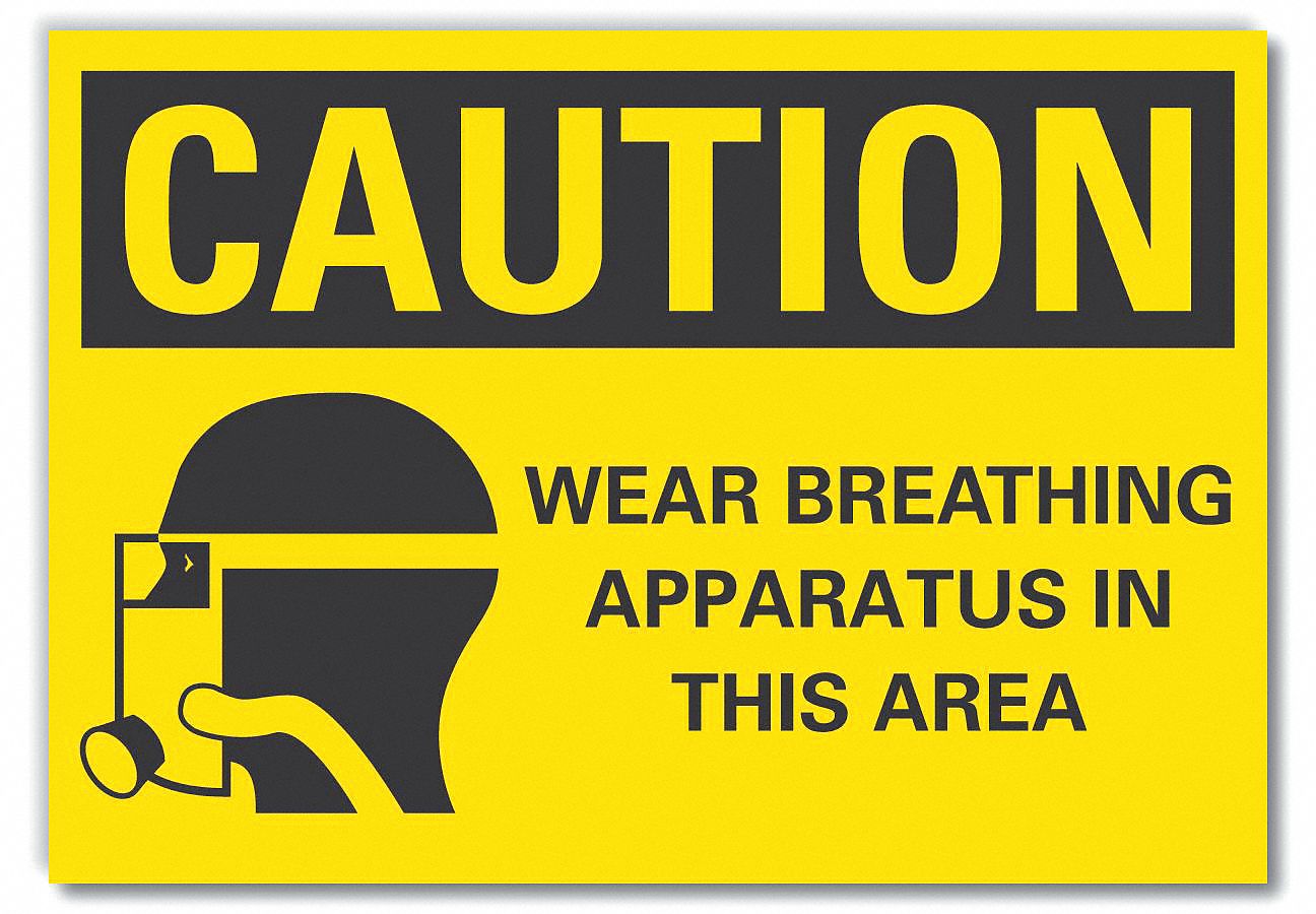  Breathing Apparatus Caution Reflective Label: Reflective Sheeting, Adhesive Sign Mounting, Caution