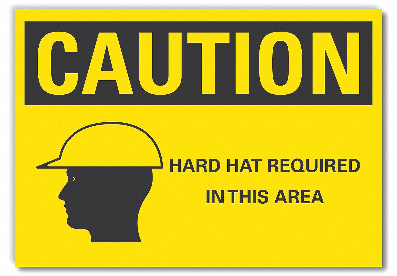  Hard Hat Caution Reflective Label: Reflective Sheeting, Adhesive Sign Mounting, Engineer Grade