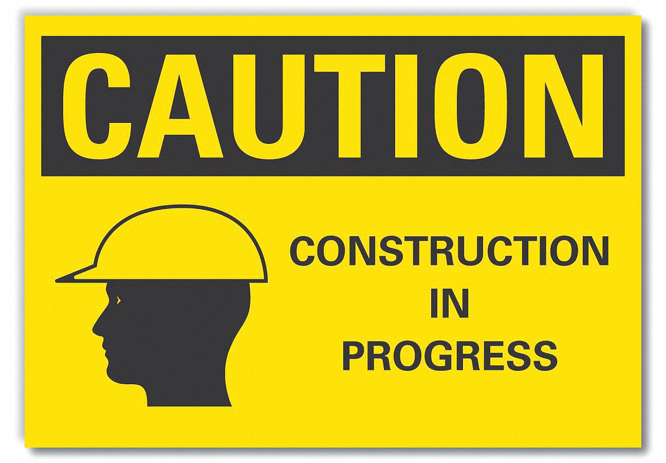  Construction Area Caution Reflective Label: Reflective Sheeting, Adhesive Sign Mounting, Caution