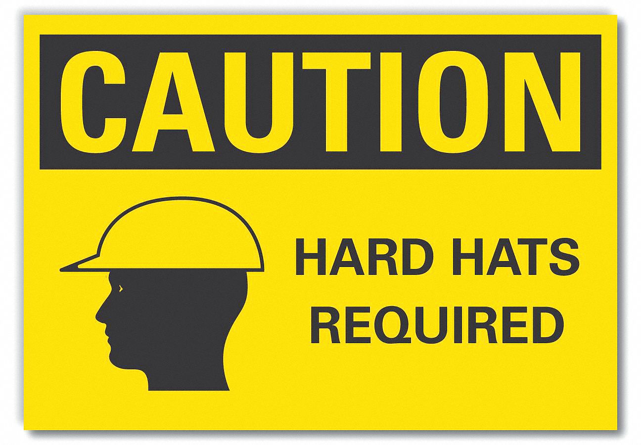  Hard Hat Caution Reflective Label: Reflective Sheeting, Adhesive Sign Mounting, Engineer Grade