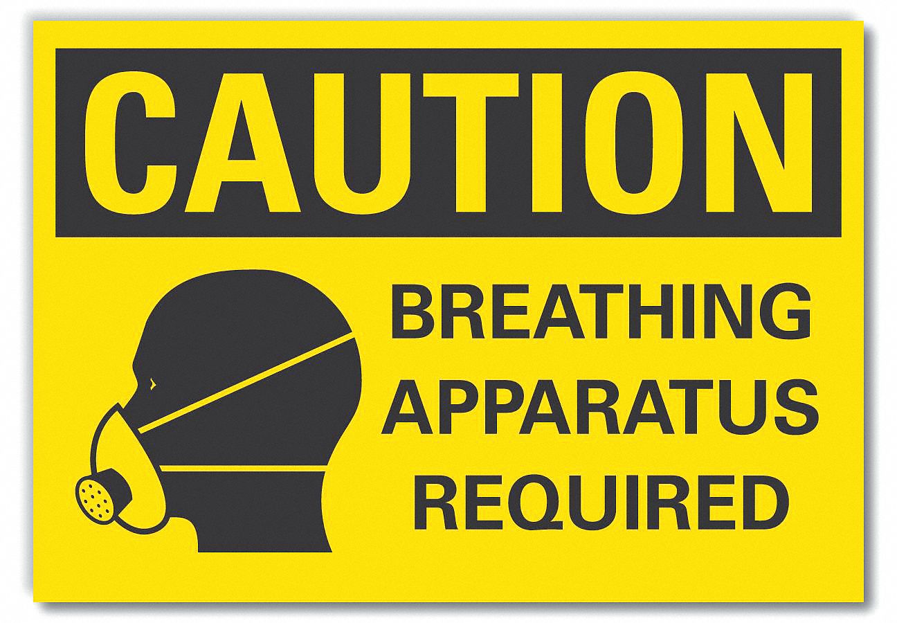  Breathing Apparatus Caution Reflective Label: Reflective Sheeting, Adhesive Sign Mounting, Caution