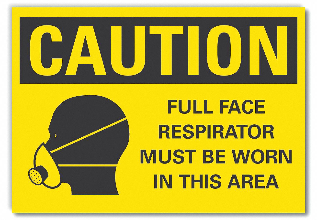  Respirator Required Caution Reflective Label: Reflective Sheeting, Adhesive Sign Mounting