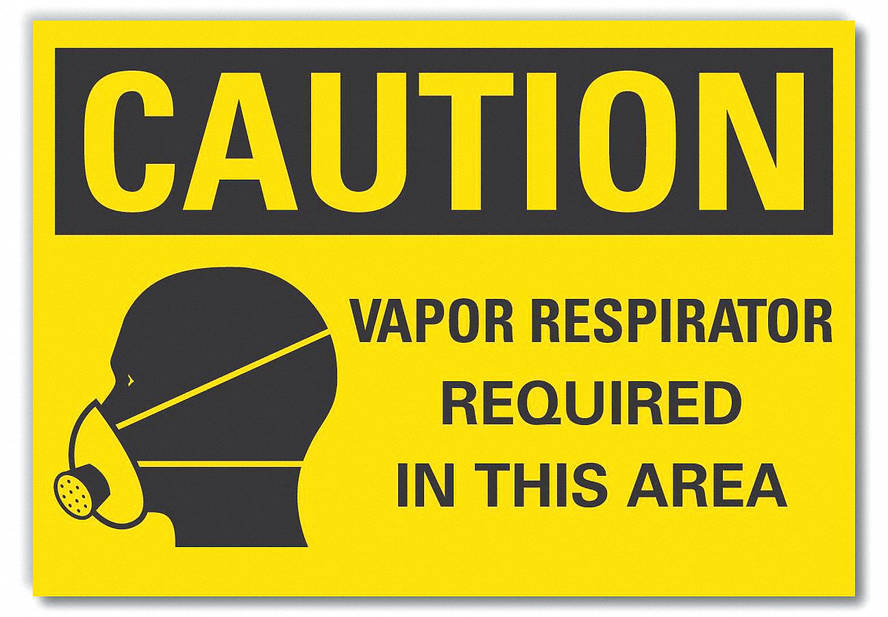  Respirator Required Caution Reflective Label: Reflective Sheeting, Adhesive Sign Mounting, Caution