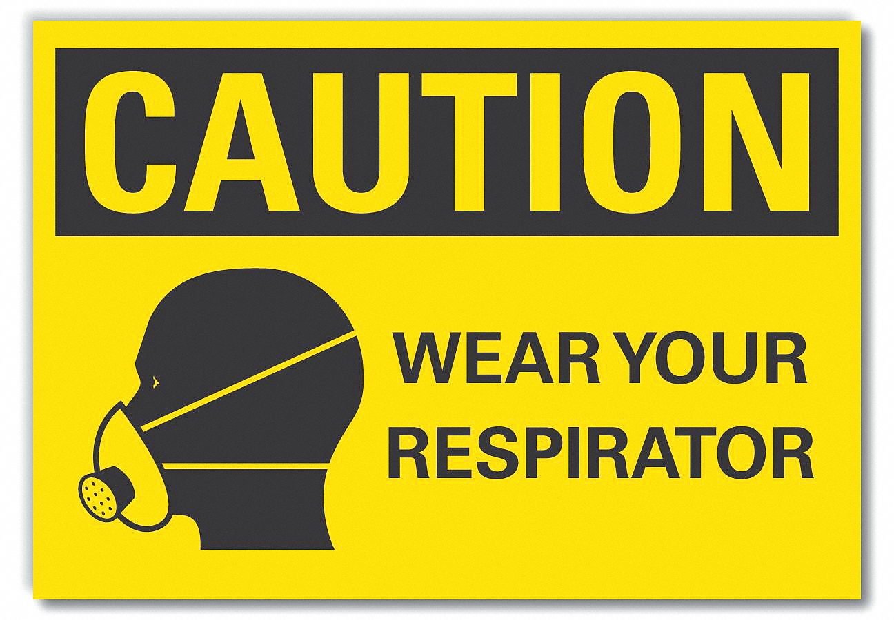 Resprtr Req Caution Rflct Label, 7x10in