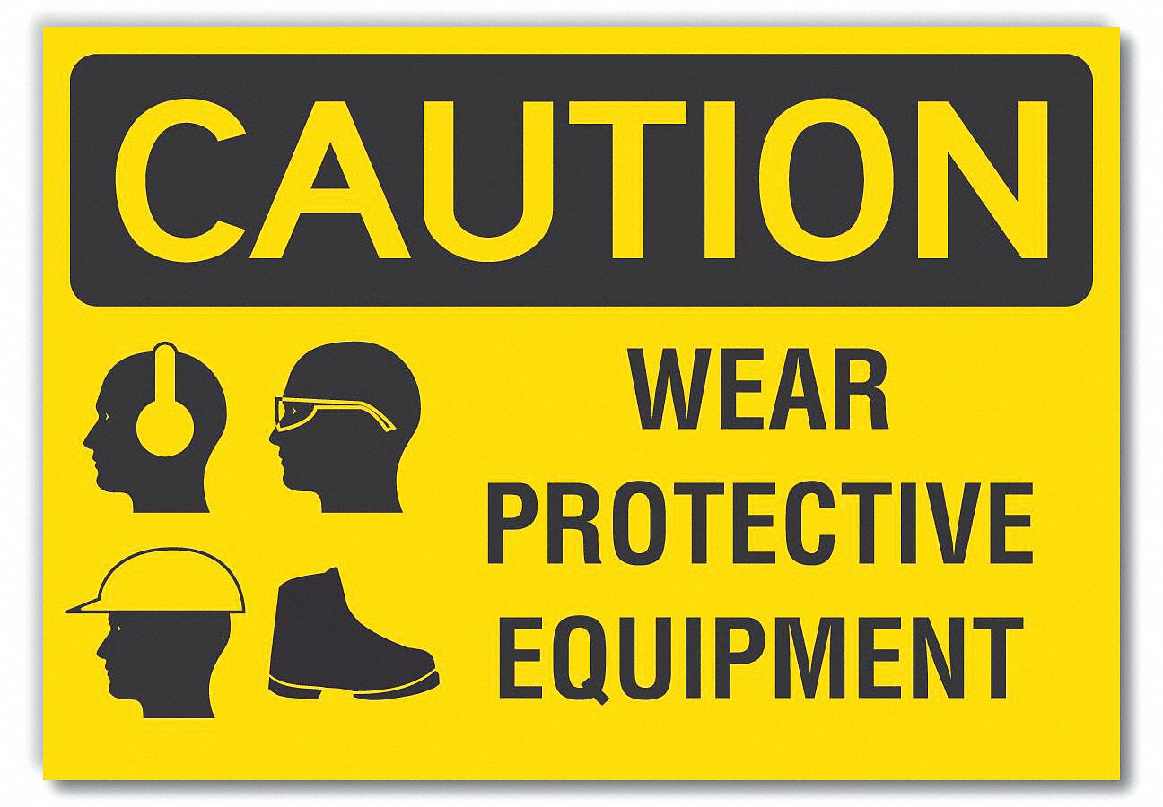 LYLE Ppe Caution Reflective Label, Sign Format ANSI/OSHA Format, Wear ...