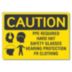 Caution: PPE Required Hard Hat Safety Glasses Hearing Protection FR Clothing Signs