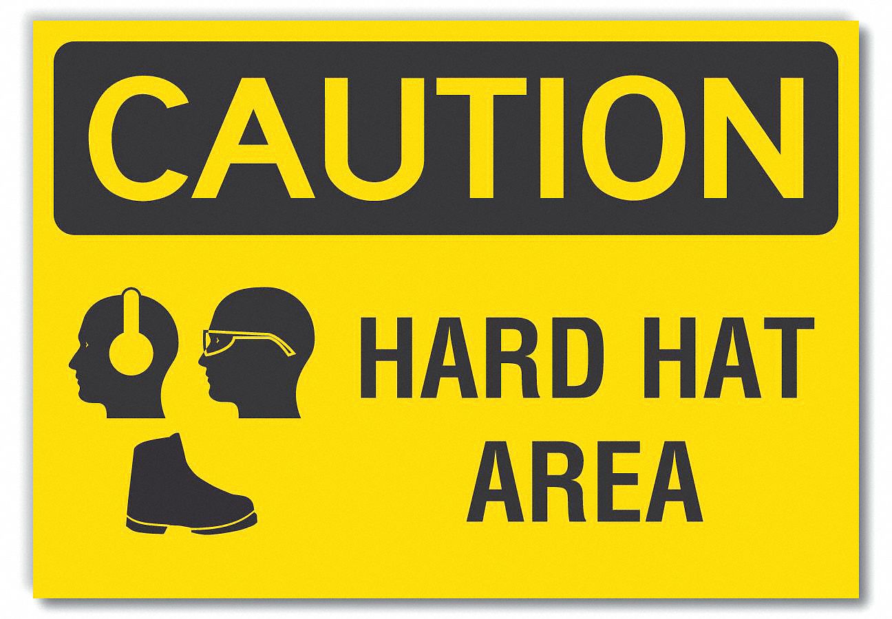  Hard Hat Caution Reflective Label: Reflective Sheeting, Adhesive Sign Mounting, Engineer Grade