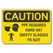 Caution: PPE Required Hard Hat Safety Glasses FR Suit Signs
