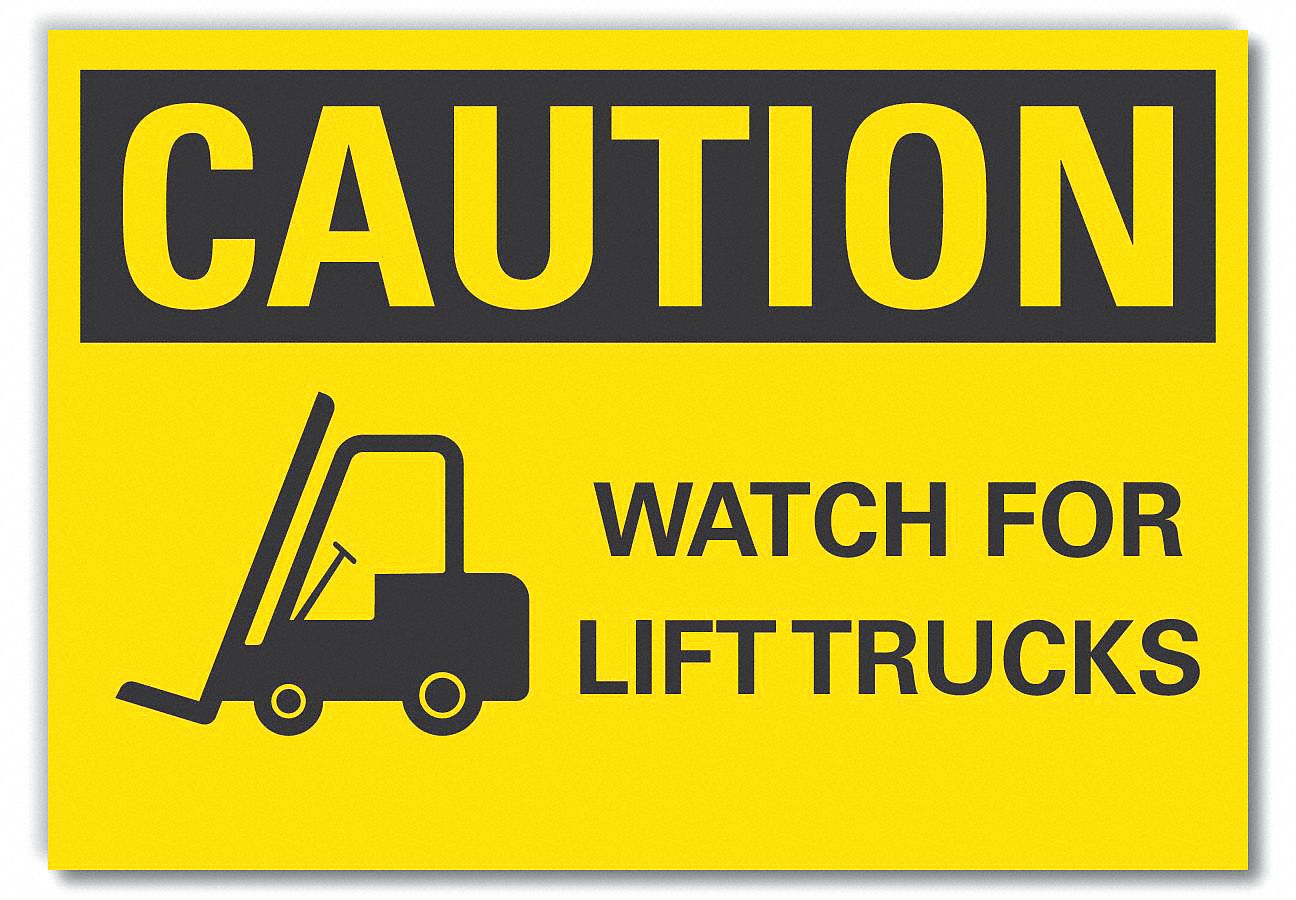  Lift Truck Traffic Caution Reflective Label: Reflective Sheeting, Adhesive Sign Mounting