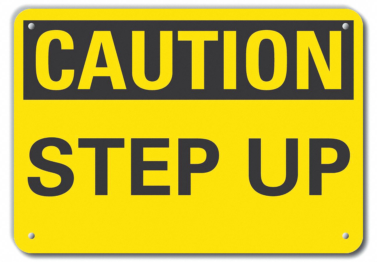 Caution Sign: Plastic, Mounting Holes Sign Mounting, 7 in x 10 in Nominal Sign Size, 0.055 in Thick