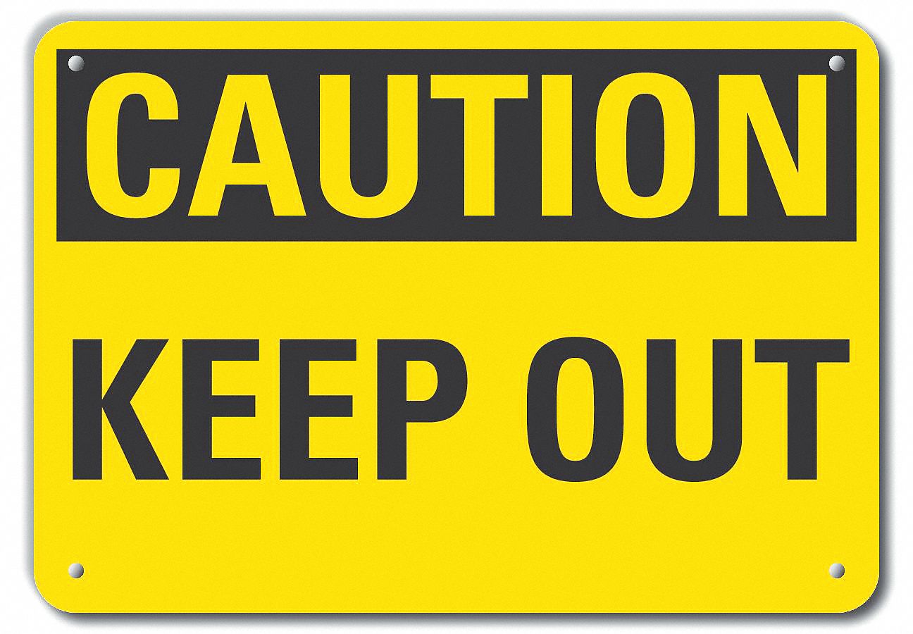 Caution Sign: Plastic, Mounting Holes Sign Mounting, 10 in x 14 in Nominal Sign Size, 0.055 in Thick