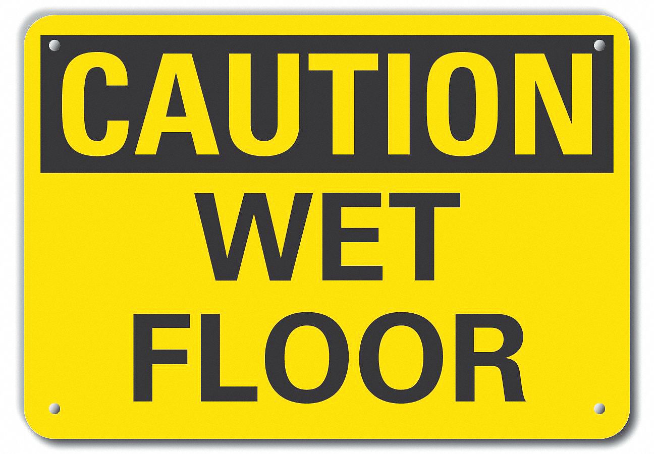 Aluminum, Mounting Holes Sign Mounting, Reflective Wet Floor Caution