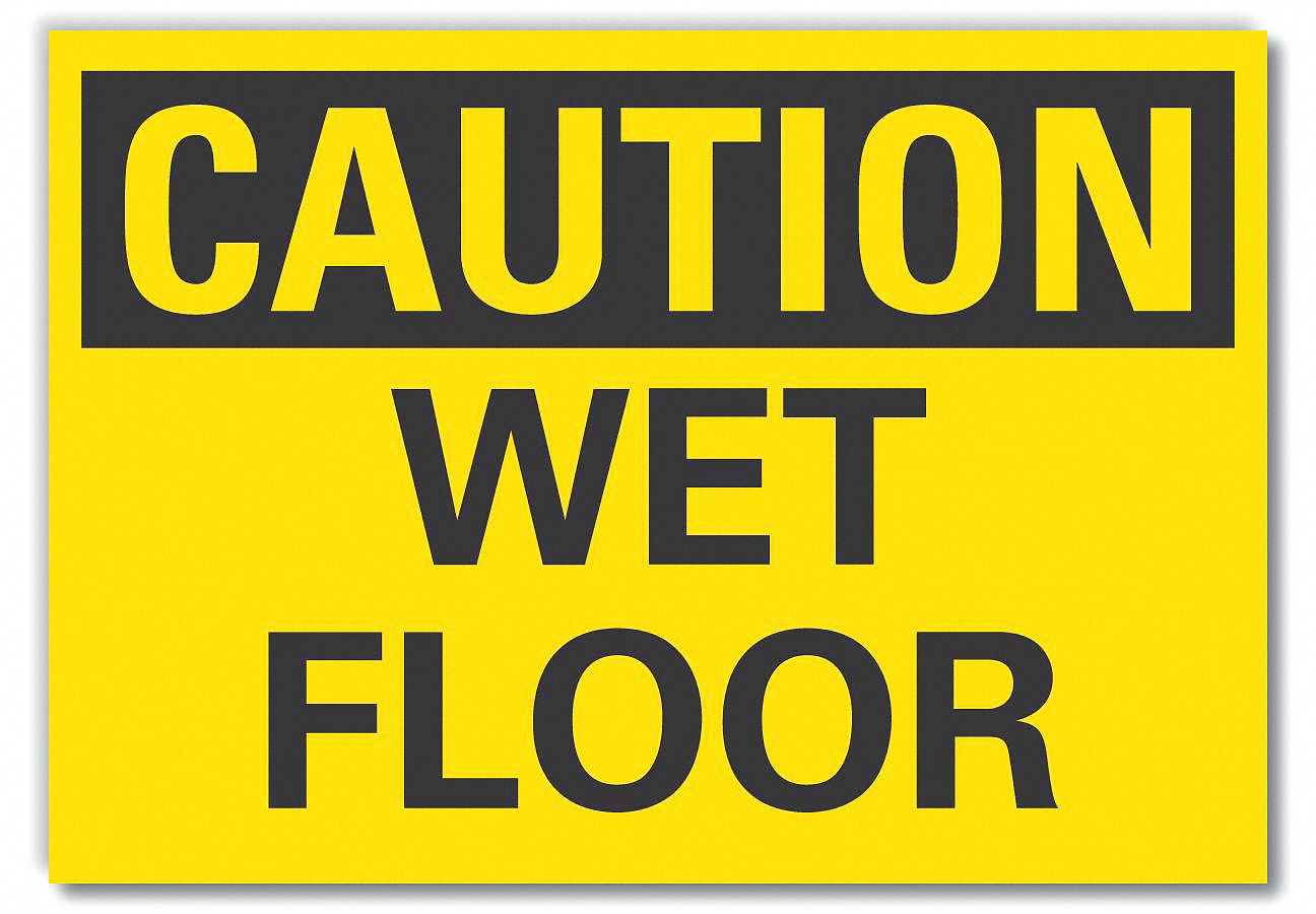  Wet Floor Caution Reflective Label: Reflective Sheeting, Adhesive Sign Mounting, Engineer Grade