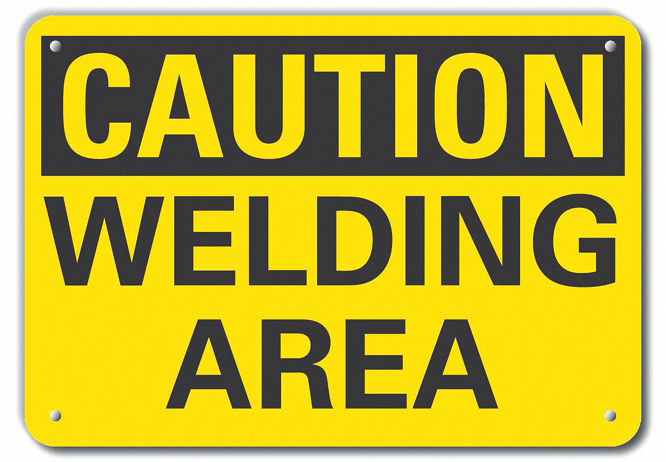 Reflective  Welding Hazard Caution Sign: Aluminum, Mounting Holes Sign Mounting, Engineer Grade