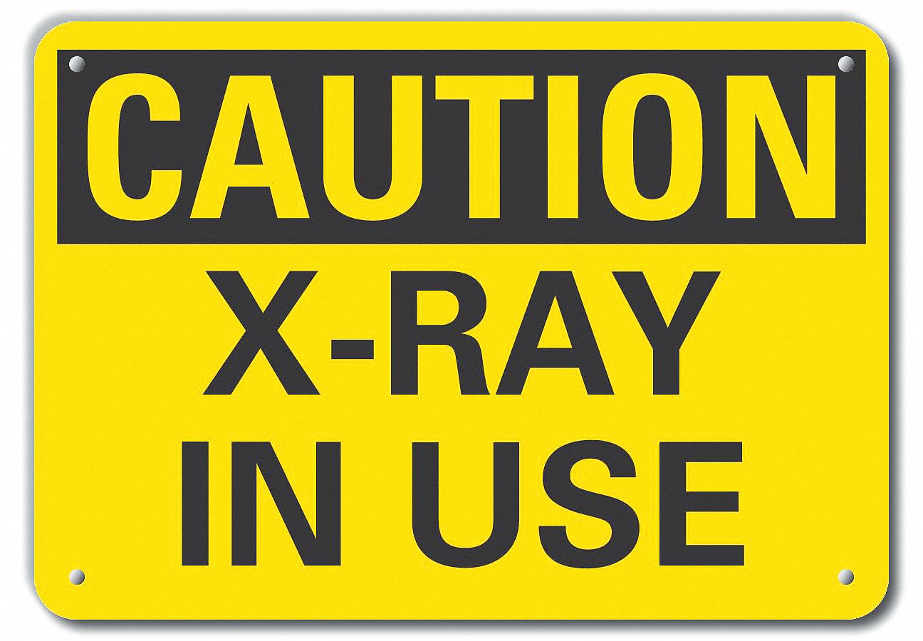 Reflective  Radiation Caution Sign: Aluminum, Mounting Holes Sign Mounting, Engineer Grade