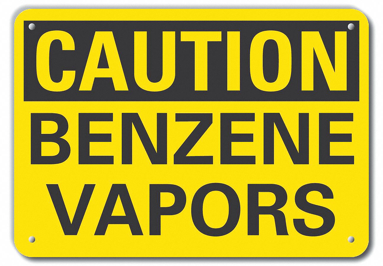 Reflective  Benzene Caution Sign: Aluminum, Mounting Holes Sign Mounting, Engineer Grade