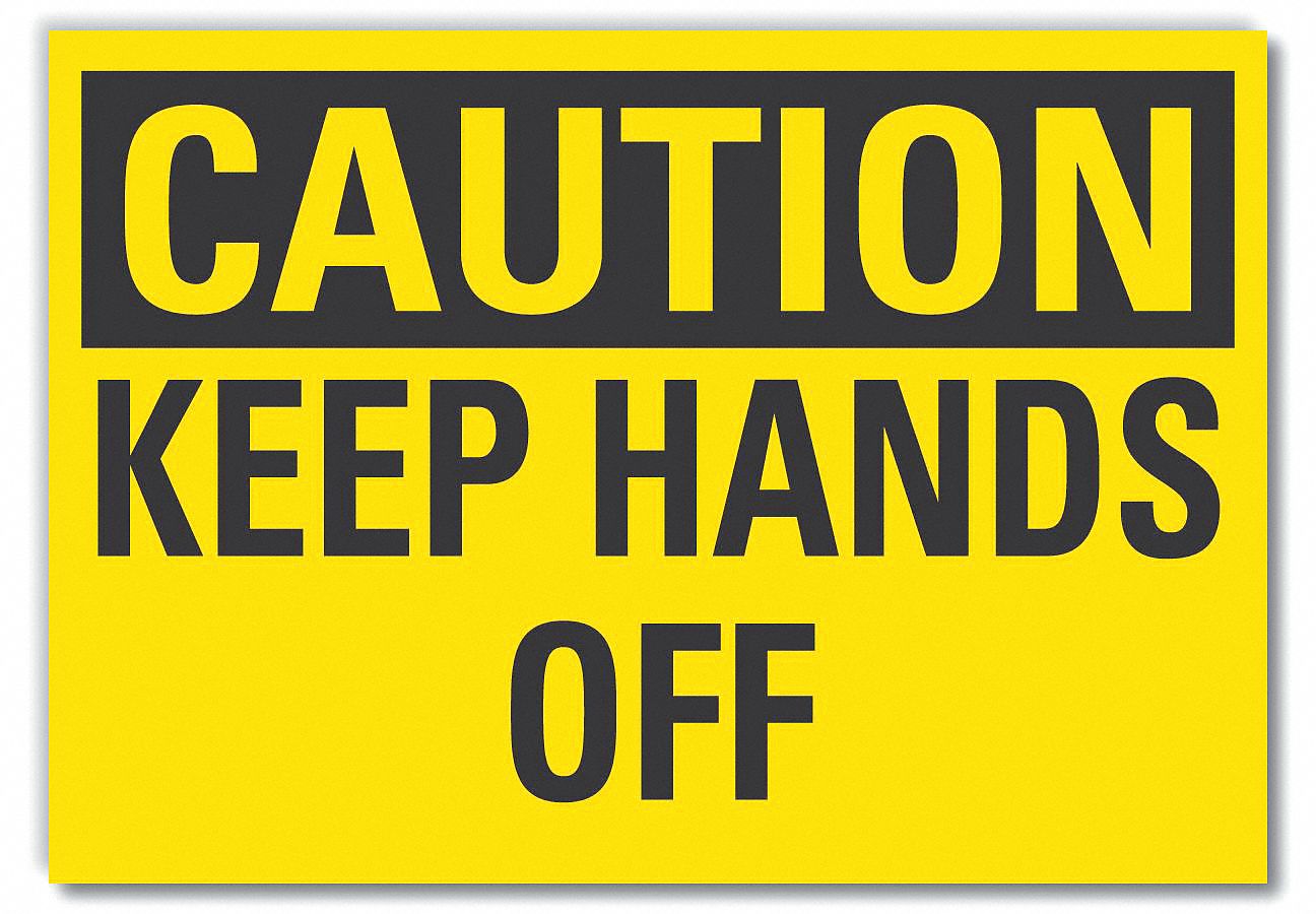KEEP HANDS CLEAR CAUTION REFLECTIVE LABEL, REFLECTIVE SHEETING, ADHESIVE MOUNT, CAUTION, 3.5X5IN