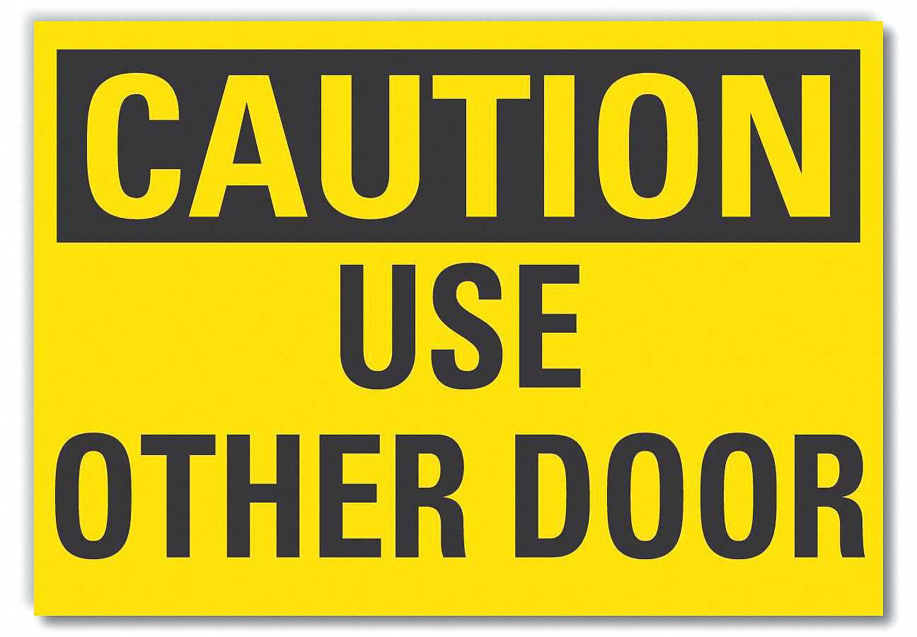 Door Instruction Caution Reflective Label: Reflective Sheeting, Adhesive Sign Mounting, Caution