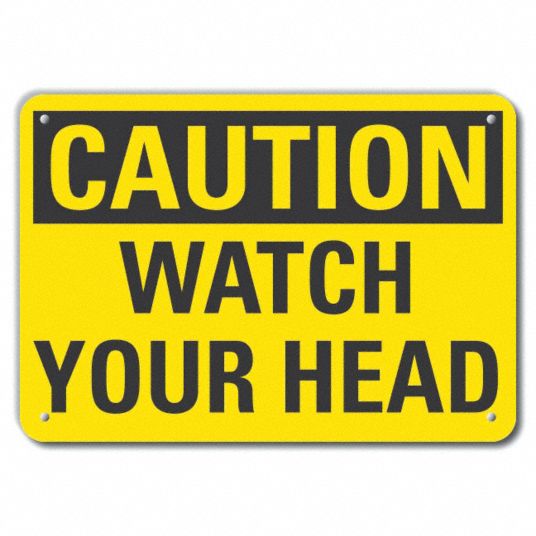 LYLE Caution Sign: Plastic, Mounting Holes Sign Mounting, 7 in x 10 in ...