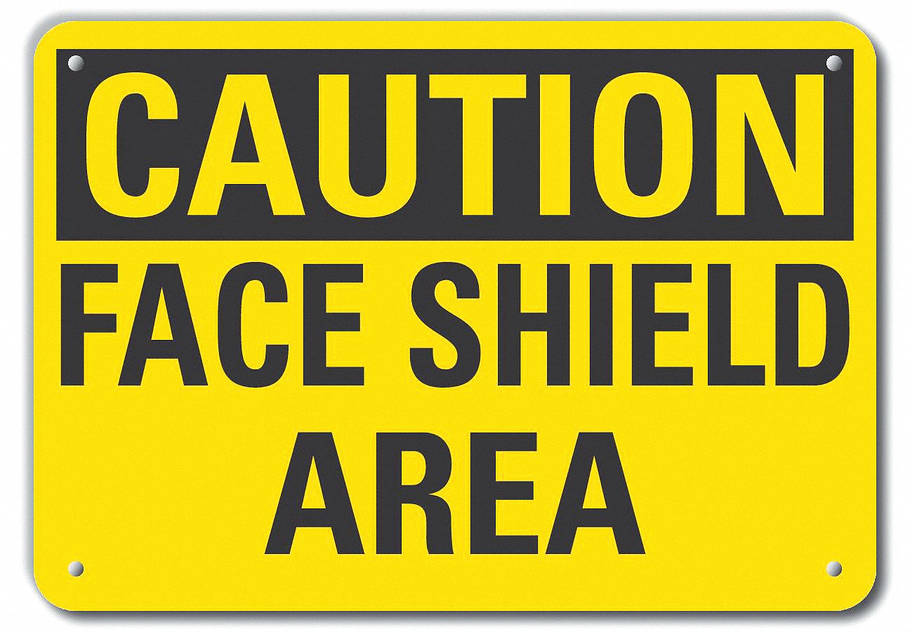 Reflective  Face Mask Caution Sign: Aluminum, Mounting Holes Sign Mounting, Engineer Grade