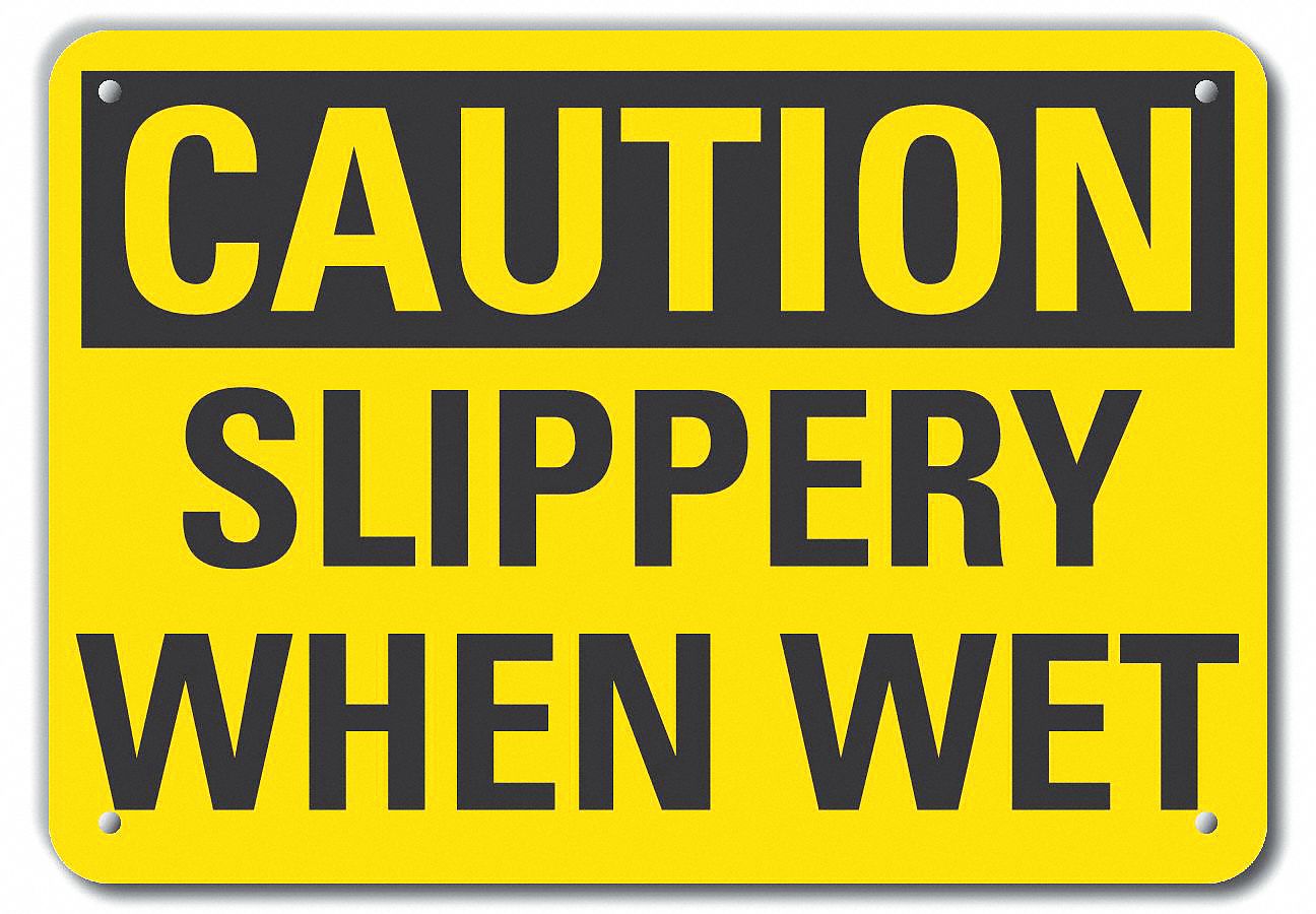 Caution Sign: Plastic, Mounting Holes Sign Mounting, 7 in x 10 in Nominal Sign Size, 0.055 in Thick