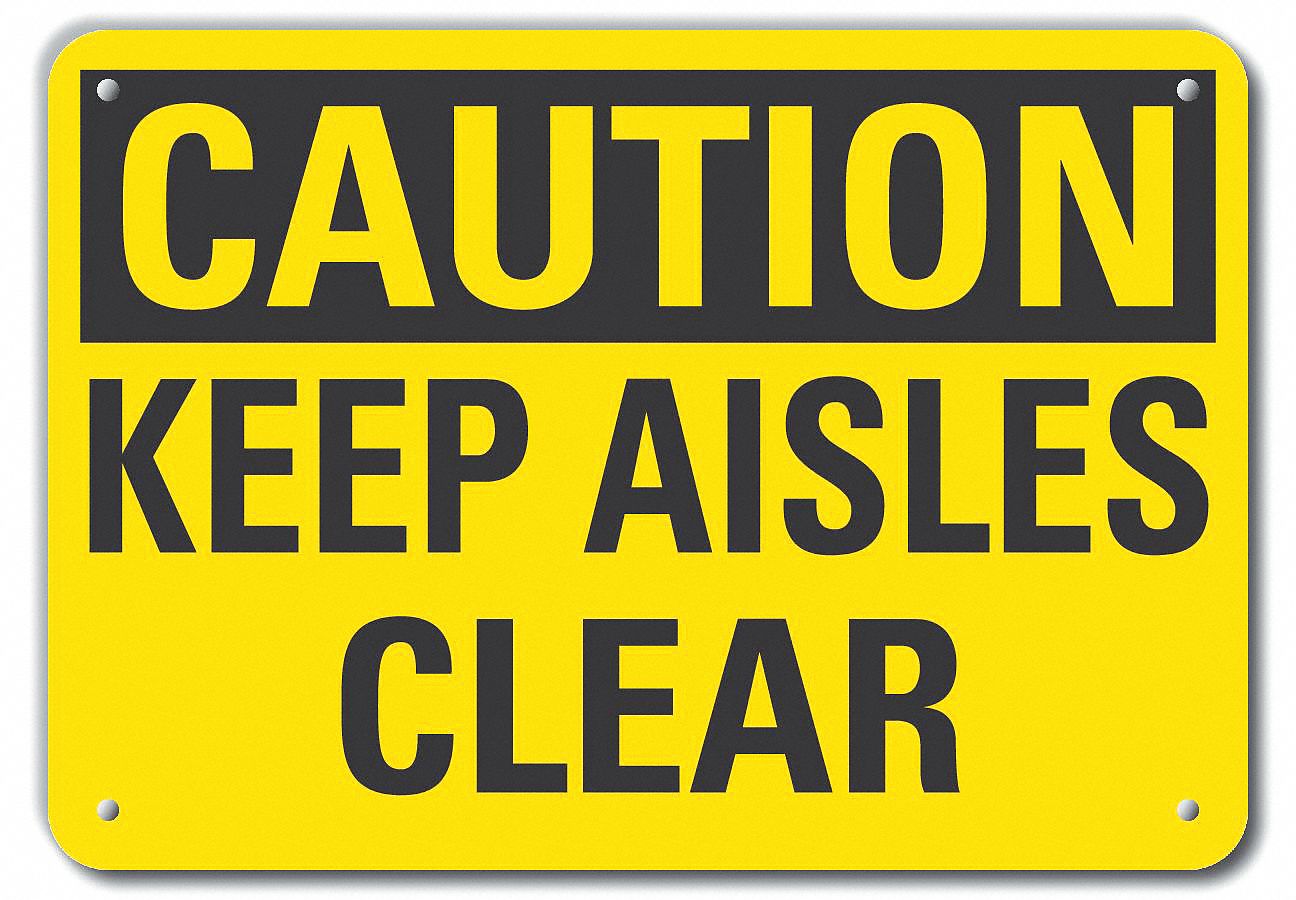 Reflective Keep Clear Caution Sign: Aluminum, Mounting Holes Sign Mounting, Engineer Grade