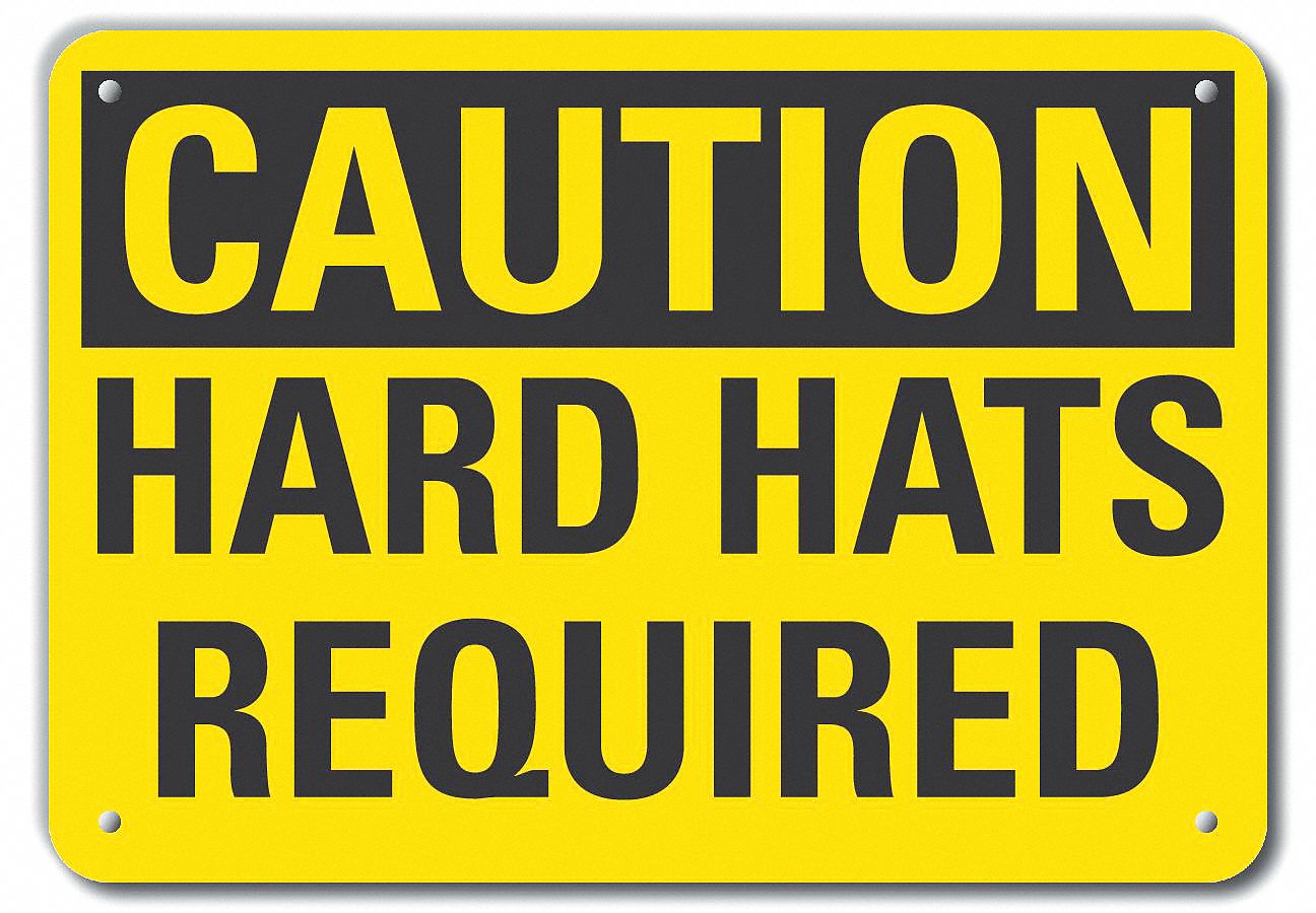 Caution Sign: Plastic, Mounting Holes Sign Mounting, 10 in x 14 in Nominal Sign Size, 0.055 in Thick