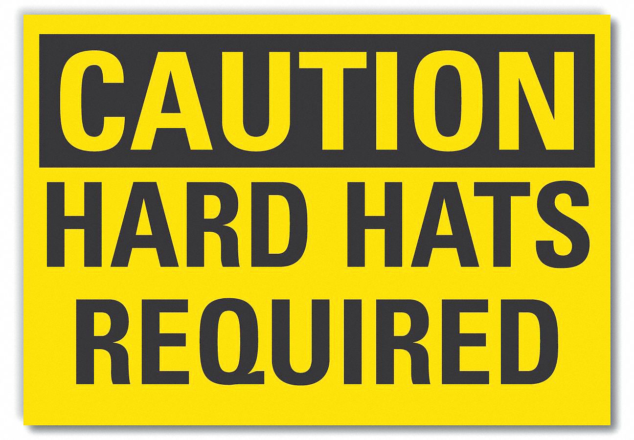  Hard Hat Caution Reflective Label: Reflective Sheeting, Adhesive Sign Mounting, Engineer Grade